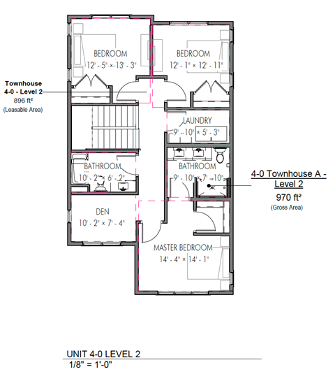 Floor plan for 3 beds, 2.5 baths, 1614 sqft
